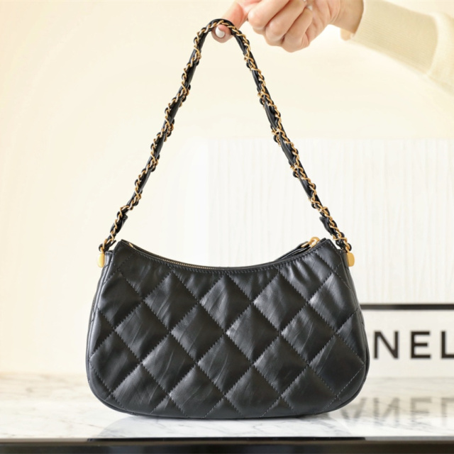 Chanel官網23K系列黑金腋下包大號免檢版